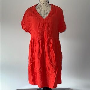 Universal Thread L Vibrant Red V-Neck Dress